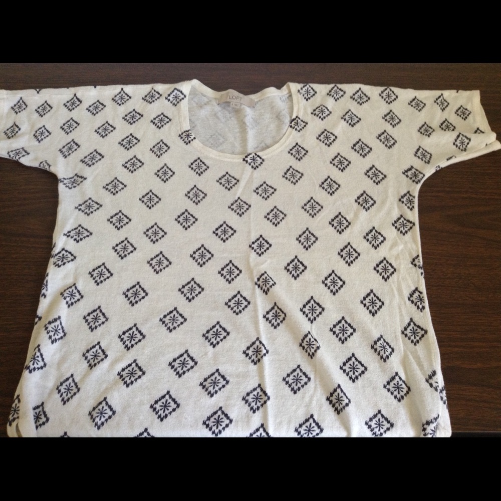 LOFT Native American print short sleeve sweater